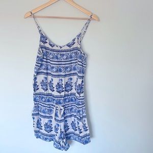 Loft Blue and White Romper
